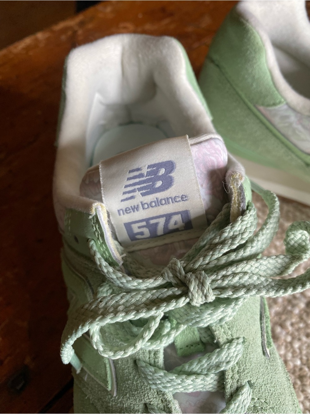 New Balance Women's Mint Green Suede Athletic Sneakers - Picture 2 of 8